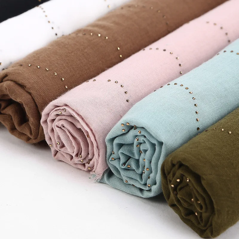 Хлопок и лен кромка сезон сплошной цвет Scald Hijab шарф Мусульманский Turbante Mujer Turban