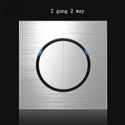 2gang 2way 86 Тип 1 2 3 4 банда 1 2way серый алюминиевый сплав панель Переключатель Розетка Северная Европа промышленность переключатель Франция Германия Великобритания розетка - Цвет: 2gang 2way