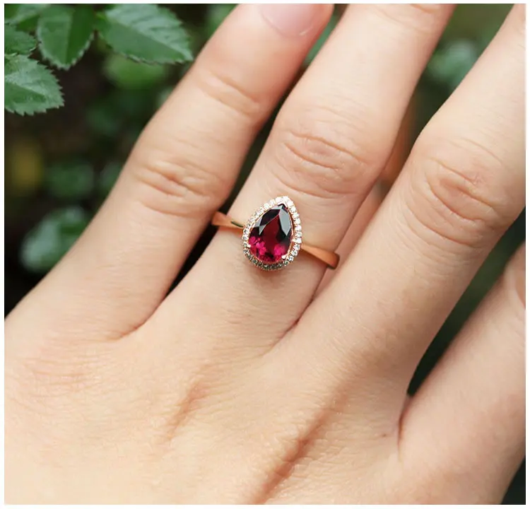 Simffvn Solitaire 18K white Gold 0.61CT Tourmaline Rings For Women Engagement Ring Gemstone Bridal Wedding Set | Украшения и