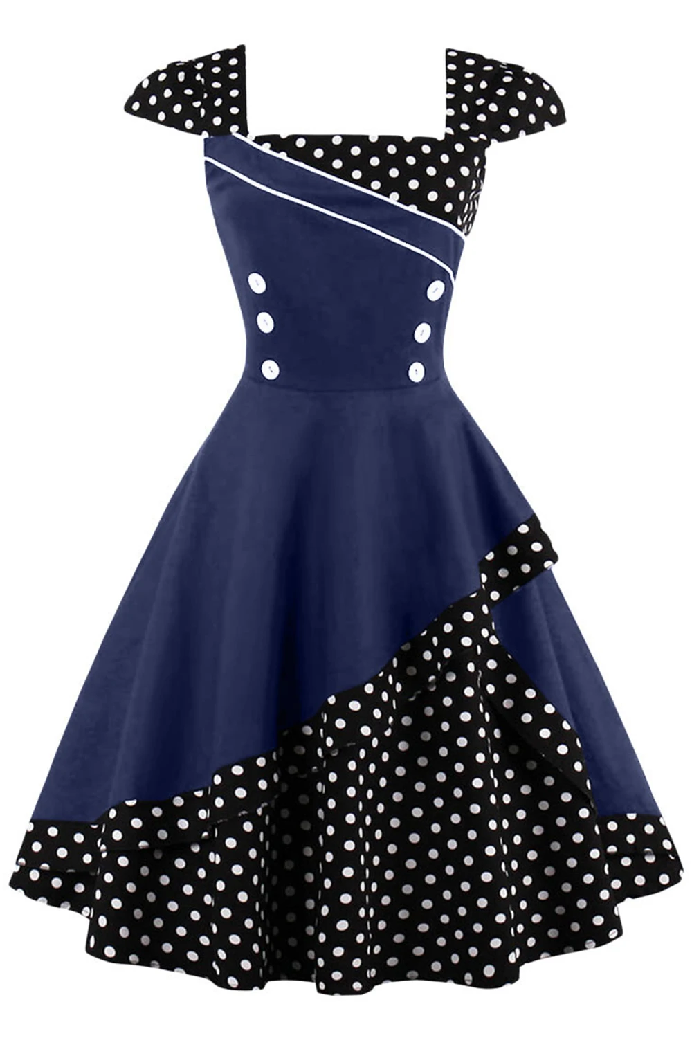 MisShow 2017 женское платье в крапинку Винтажные платья стиле рокабилли Черные с