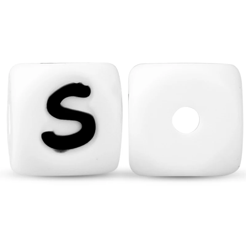 S KEEP& GROW, 500 шт./лот, алфавит, буквы, бусины, 12 мм, силиконовые бусины для изготовления ювелирных изделий, Детские Прорезыватели, название, сделай сам, 26 букв, прорезыватели для зубов - Цвет: S