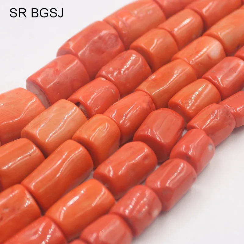 

Free Shipping Select By Size 100% Real Freeform Column Orange Jewelry Making Gems Large Coral Beads 15inch