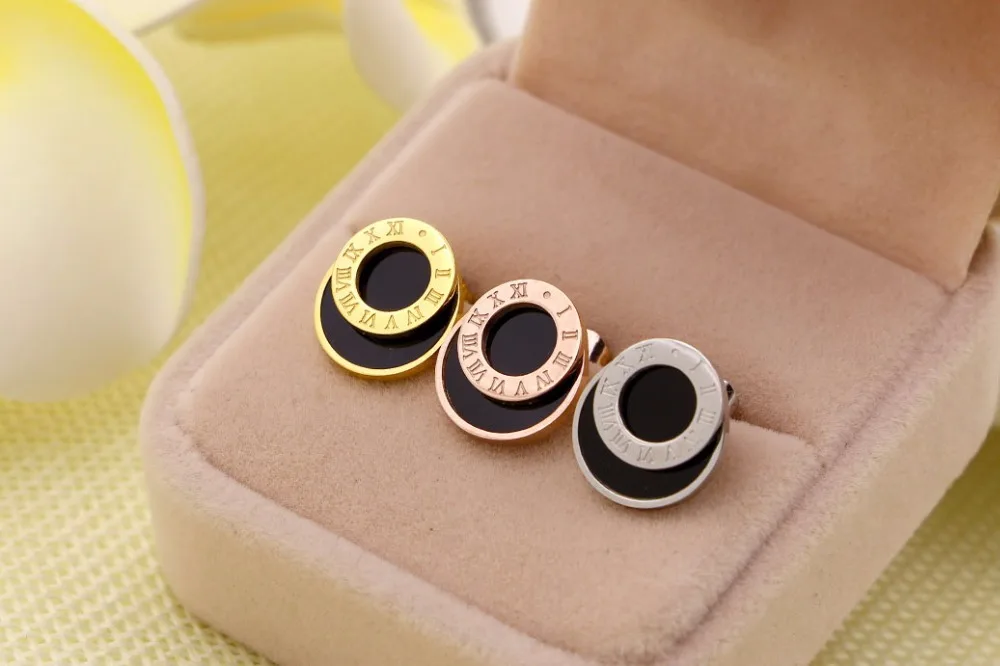 Женские серьги гвоздики из нержавеющей стали с римскими цифрами|earrings women|brand