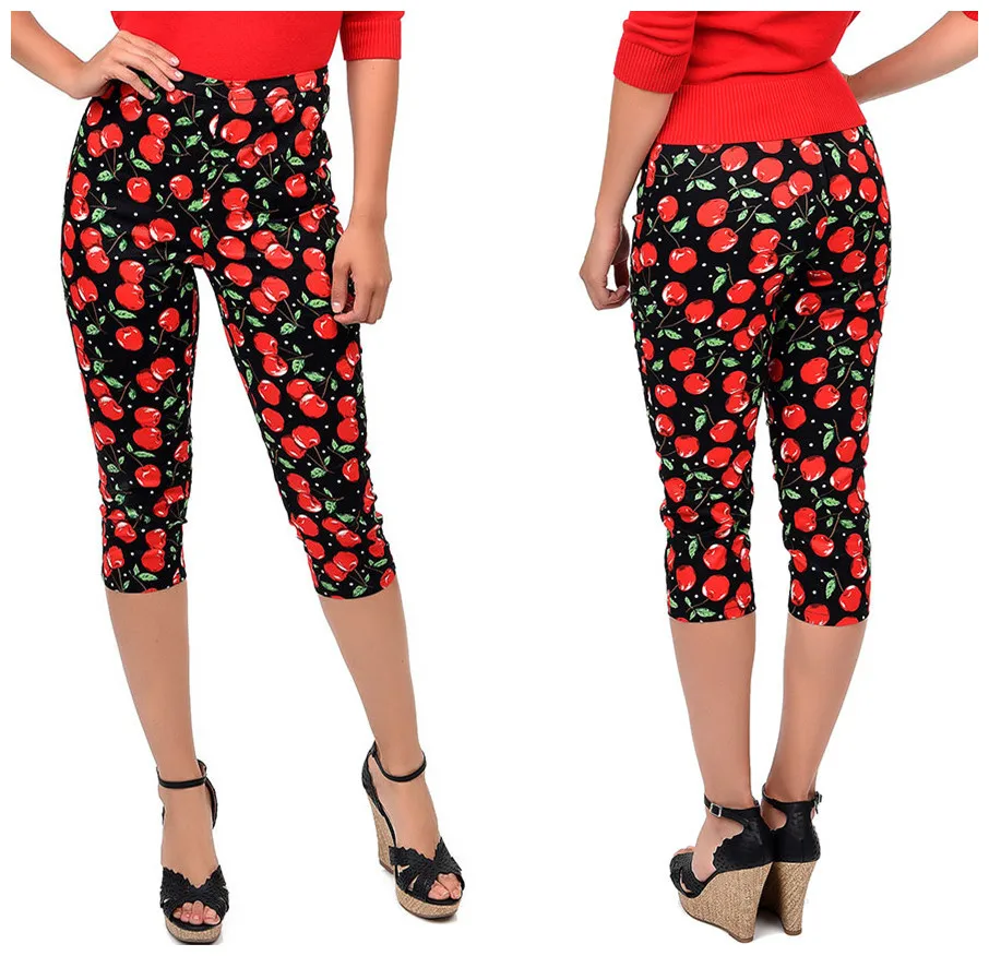 Женские винтажные Брюки Капри в стиле ретро 50 х годов с высокой талией и рисунком