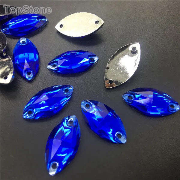 7x15navette 100pcs TopStone сапфир Кобальт смешанные размеры формы смолы пришивные стразы с плоской задней частью акриловые камни стразы кристалл и камни для платья - Цвет: 7x15navette 100pcs