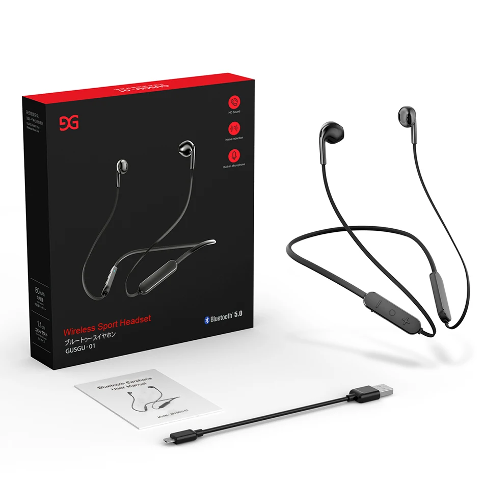 5,0 Bluetooth наушники, стерео беспроводные наушники, шейные наушники IPX6, спортивные наушники с защитой от пота, наушники с микрофоном