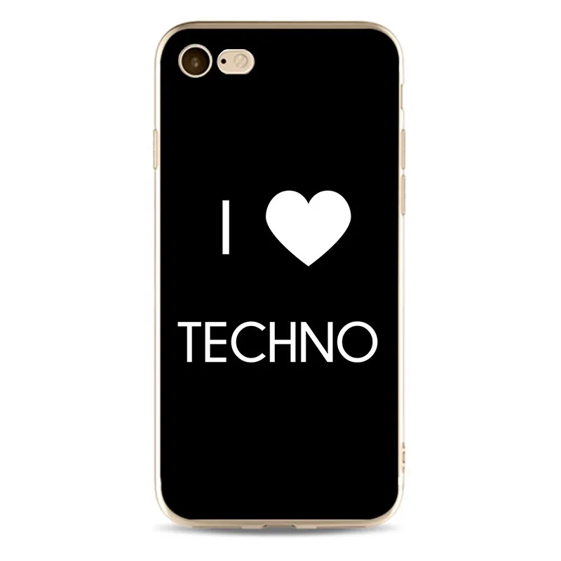 Чехол I Love Techno из мягкого силикона 2018 чехол для телефона ТПУ iPhone 5 5C 5S SE X 6 6S 6plus 7 7plus 8