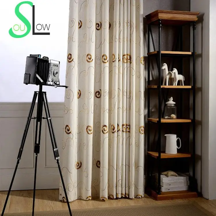 Занавес медленная душа коричневый фиолетовый хлопковый с вышивкой французский