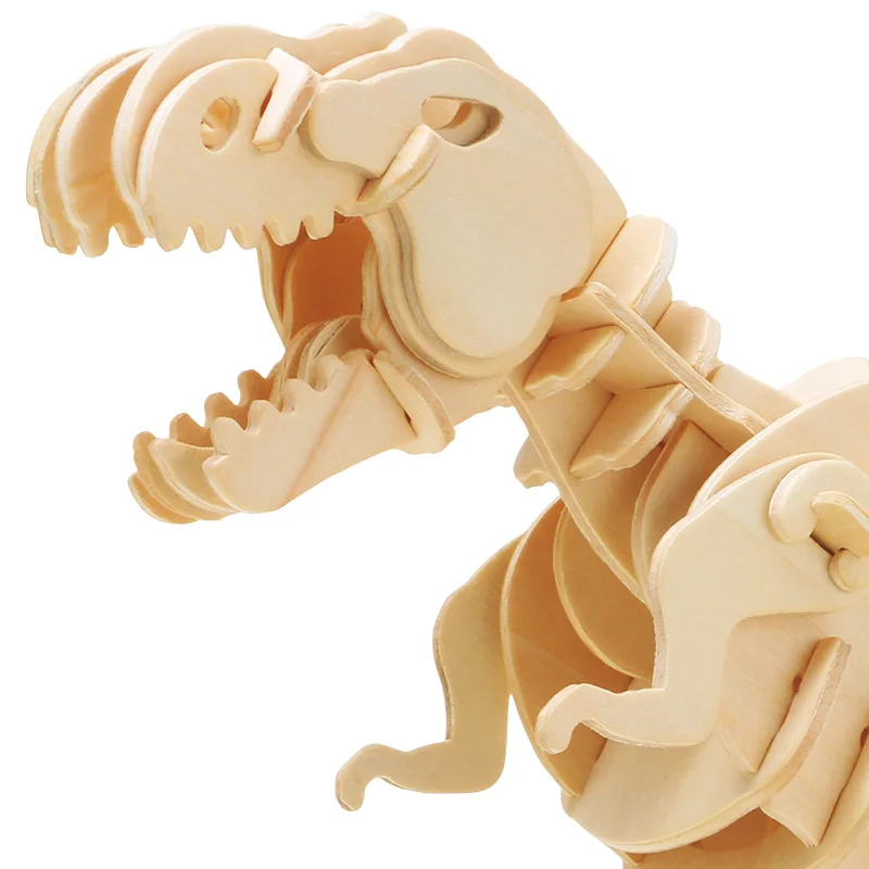 DIY 3D деревянные головоломки Электронные игрушки ходьба T-Rex дети Рождественские