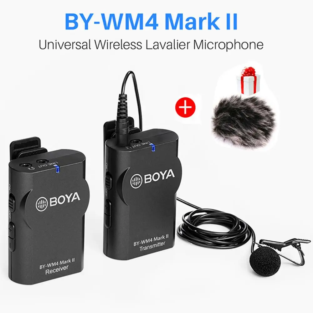 Профессиональный звукозаписывающий микрофон BOYA WM4 Mark II беспроводной Lavalier для SLR
