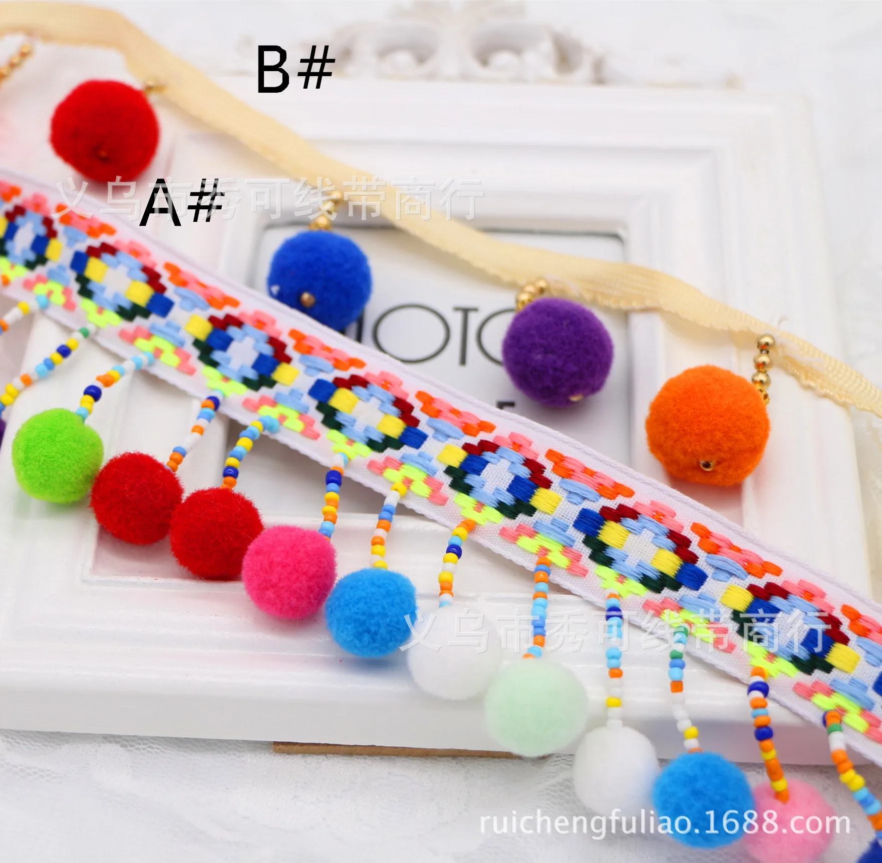 

10 Yards/Pack Jacquard Ribbon Lace Necklace Hair Accessories Ribbon Dance Hand-Beaded Tassel Hair Ball Knit Clothing Accessories