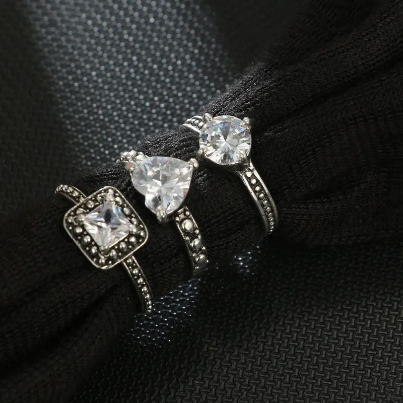 Silver Star Moon Rings Set for Women Girl Geometric Open Knuckle Midi 4pcs/1set | Украшения и аксессуары