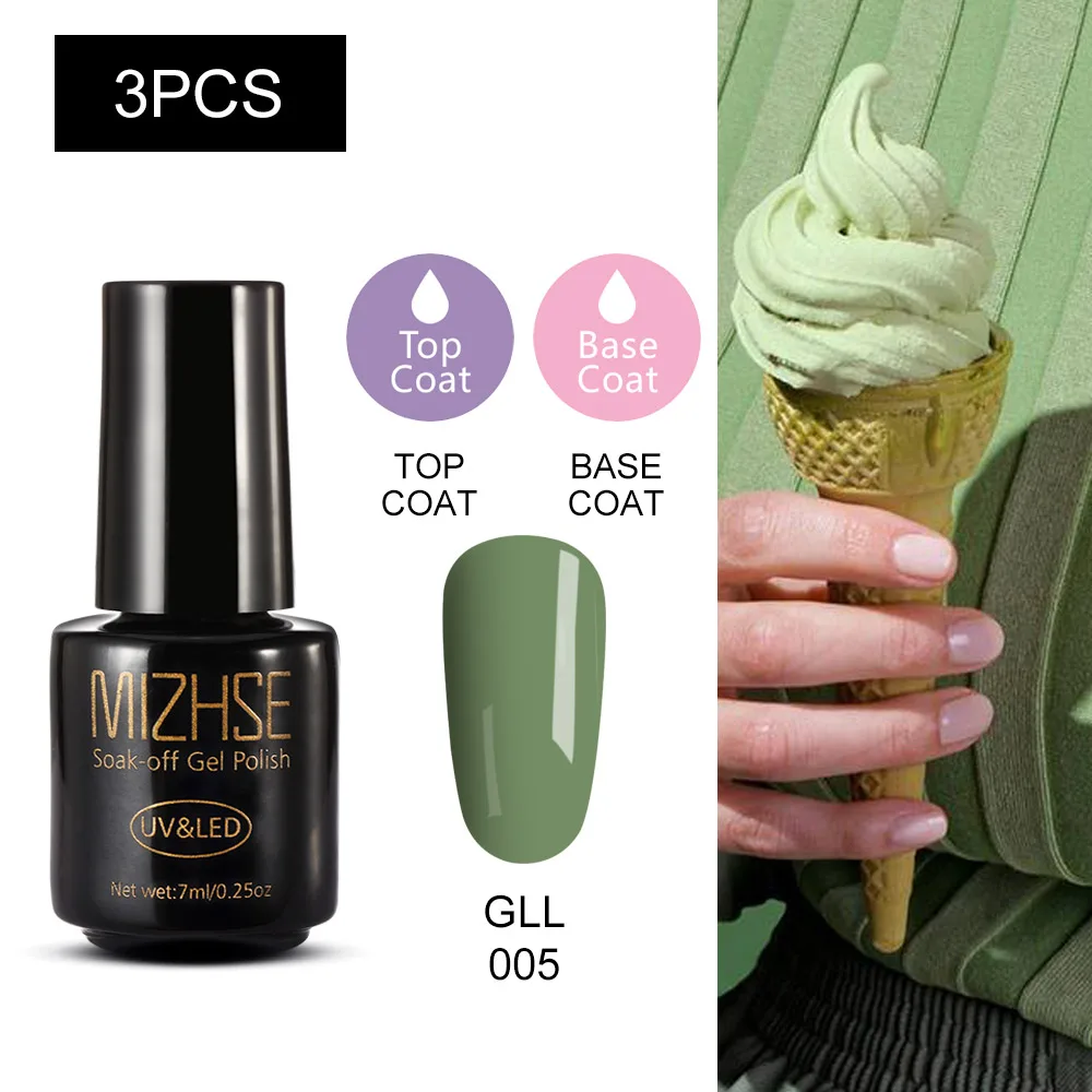 MC-3GELS-09 MIZHSE Набор лаков для ногтей гель лак 7 м УФ гель лак Гибридный гвоздь Art Off Gellak белый Прайм УФ светодиодный Топ все для маникюра Базовое покрытие - Цвет: MC-3GELS-09