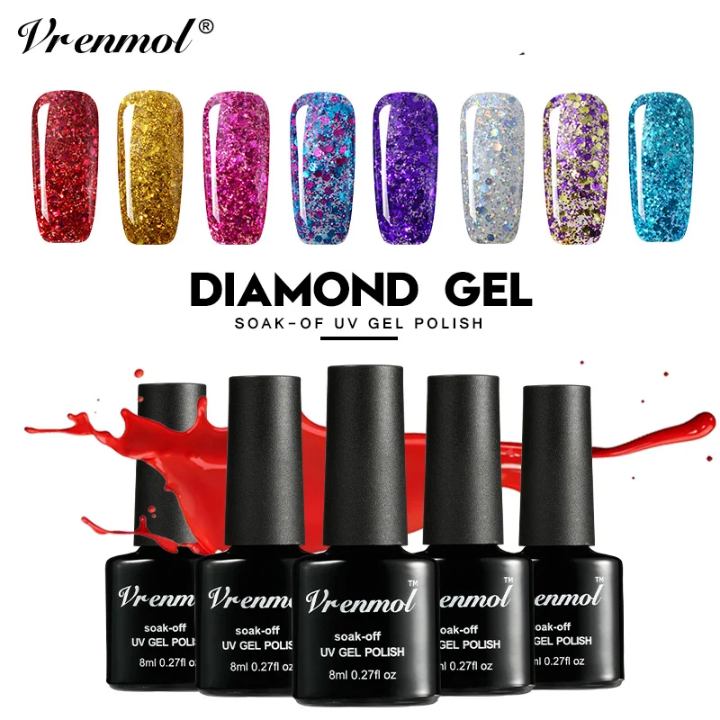 Vrenmol замачиваемый УФ Гель лак Алмазный гель vernis ongles Manucure Longue Vernis Couleur peinture Art|Гель