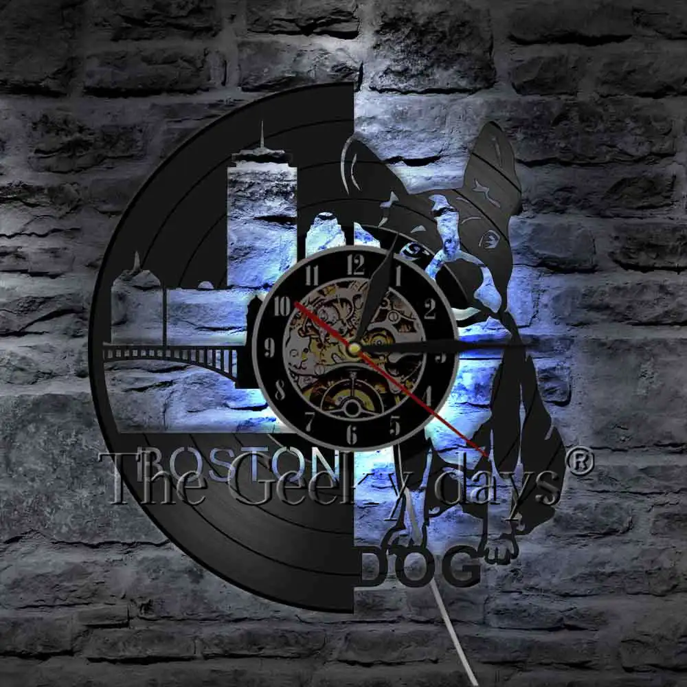 Настенные часы Boston Dog милые виниловые настенные с изображением щенка 3D