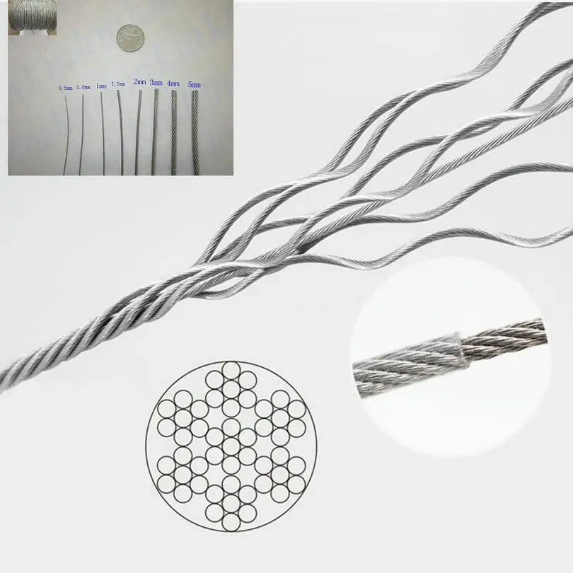 

HQ 0.4/0.5/0.6/0.8/1.0/1.2/1.5/2.0/2.5/3.0/4.0/5.0/6.0MM Diameter 304 Stainless Steel Wire Rope with PVC Coating Coated Cable