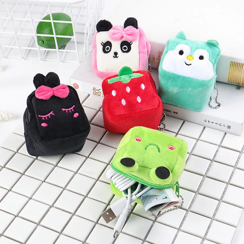 Kawaii Cartoon Panda/frog/Bird Детский плюшевый Кошелек для монет кошелек на молнии девочек и