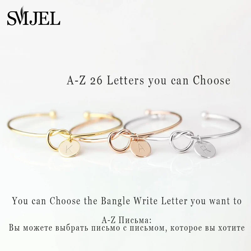 SMJEL персонализированные узел первоначального Браслеты браслеты A-Z 26 букв первоначальный браслет с подвесками Love Браслеты Для женщин ювелирные изделия браслет-напульсник, высочайшего качества