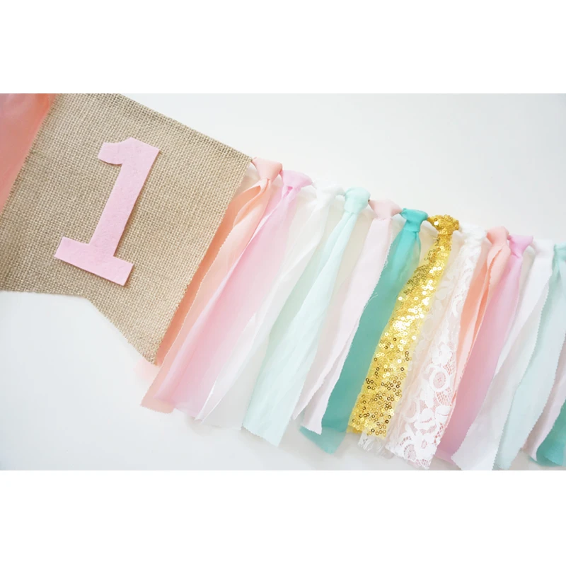 Розовый флаг баннер настраиваемая лента украшение для дня рождения детское