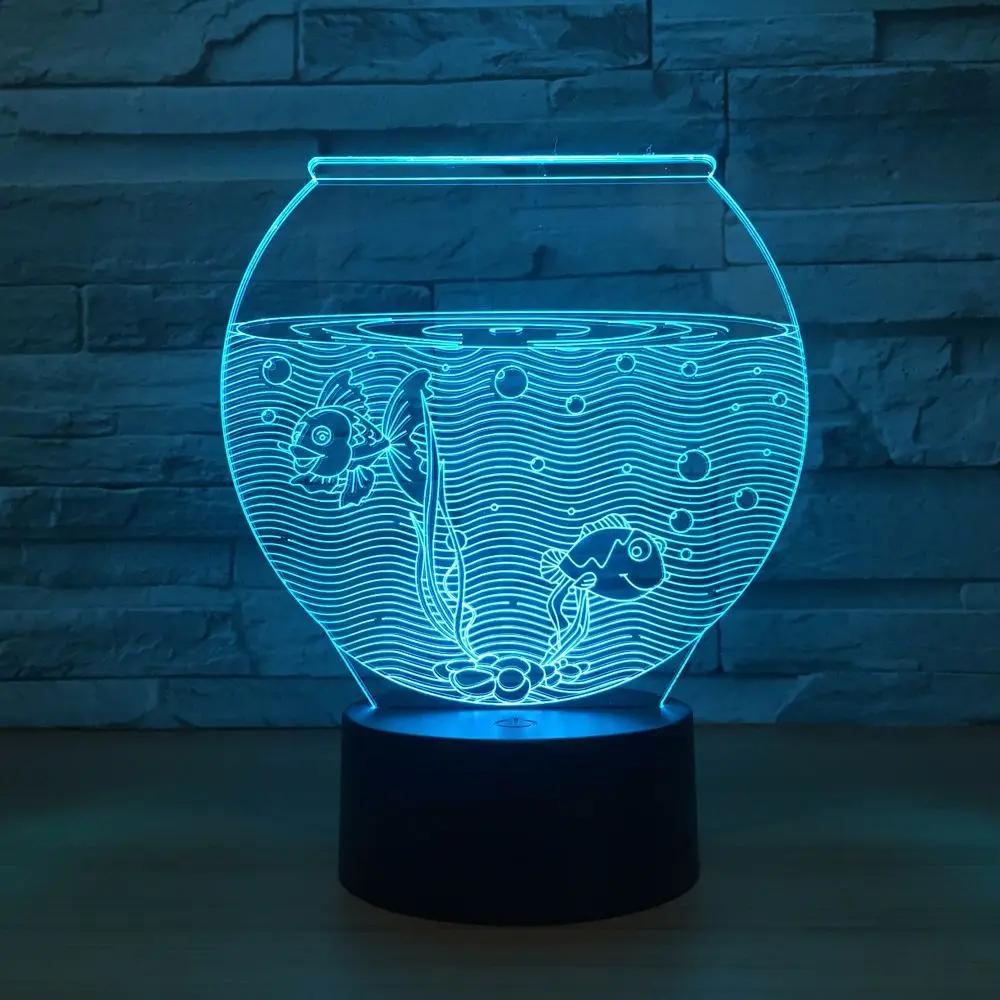 Акриловый 3D ночник в форме аквариума светодиодсветодиодный иллюзия USB RGB