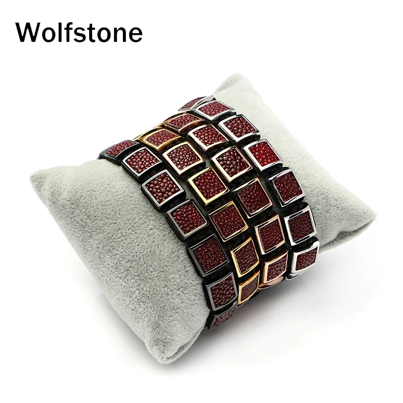 Wolfstone 1 psc Роскошные известная марка ювелирных изделий из натуральной кожи ската