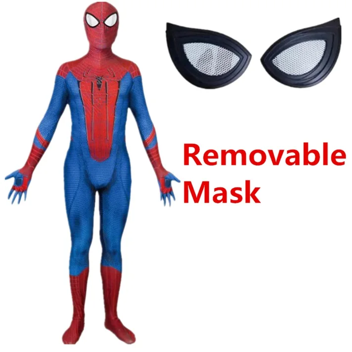 Removable Mask Удивительный Человек-паук Питер Бенджамин Паркер Человек-паук Косплэй костюм супергерой zentai Боди Комбинезоны для женщин - Цвет: Removable Mask