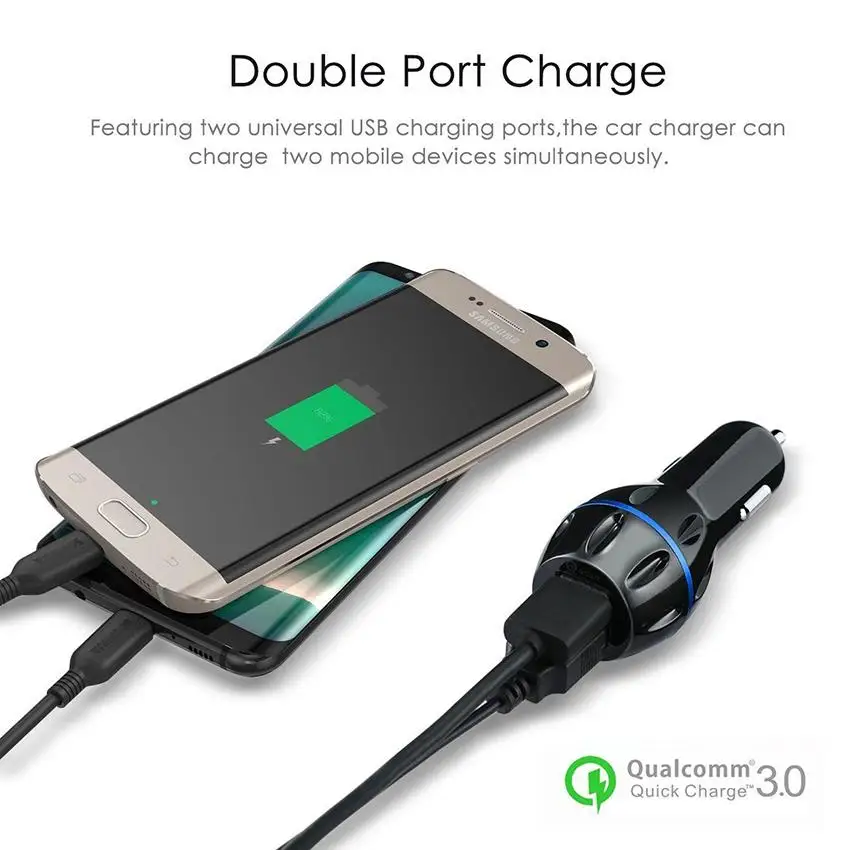 Лучшее двойное USB QC3.0 быстрое автомобильное зарядное устройство Qualcomm Quick Charge 3 0