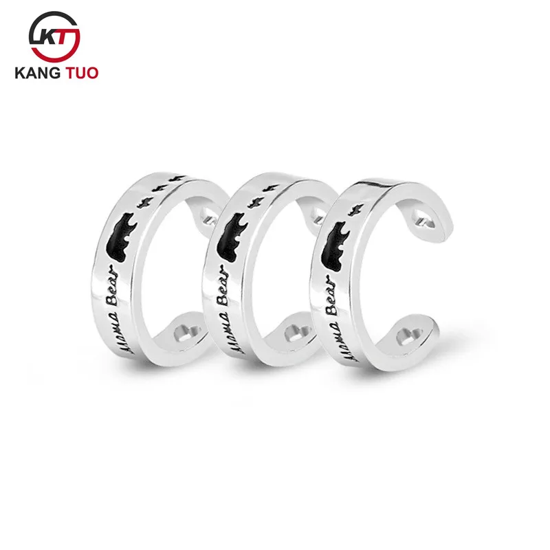 

mama bear Ring Fashion High Quality Alloy Plated Opening Finger Ring With Black Enamel For Women&Men 12pcs/lot