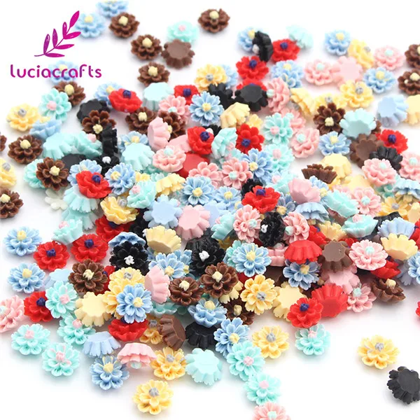 Random mixed 1 Lucia crafts 50 шт./лот 12 мм мульти вариант из смолы) с плоским дном цветок DIY ремесла домашнего Шпилька повязка на голову ручной работы аксессуары F0611 - Цвет: Random mixed 1