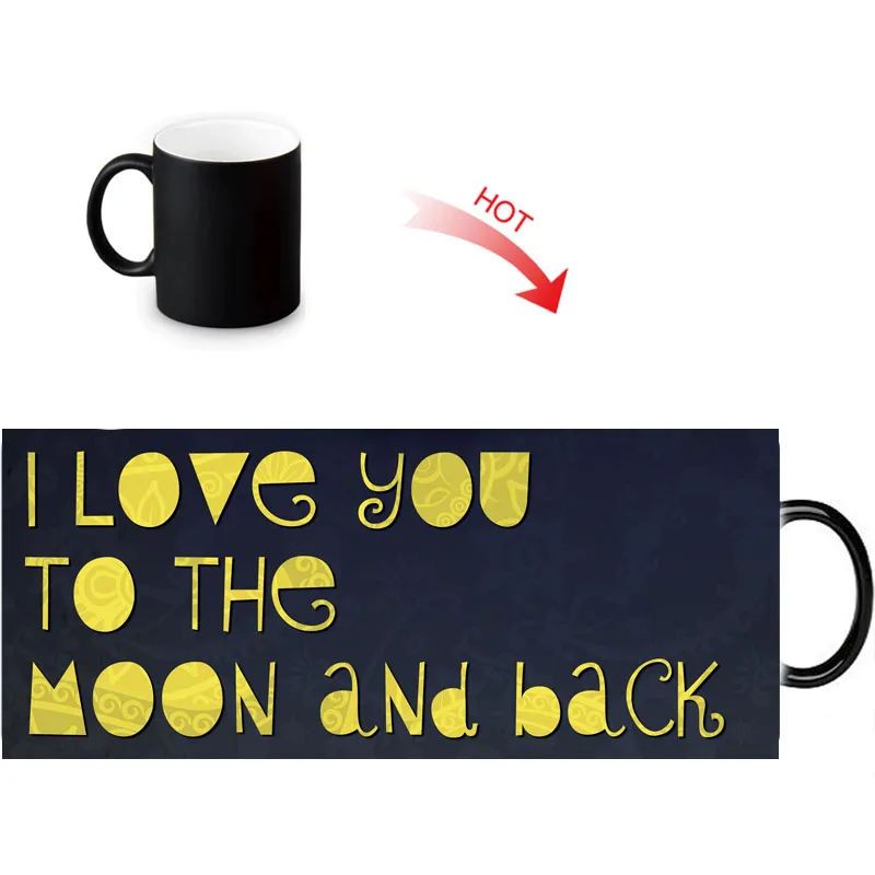 Керамические кофейные кружки на заказ с надписью I Love You To The Moon And Back молочный чай
