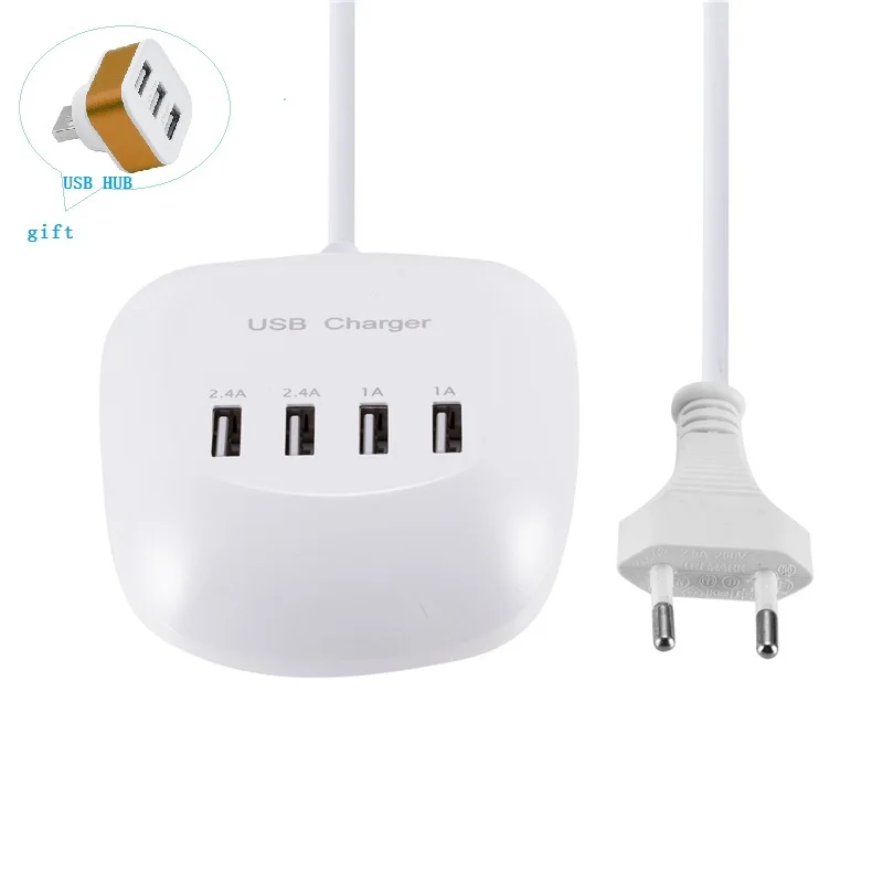 Дорожный адаптер с 4 портами USB для зарядки удлинитель вилкой Стандарта