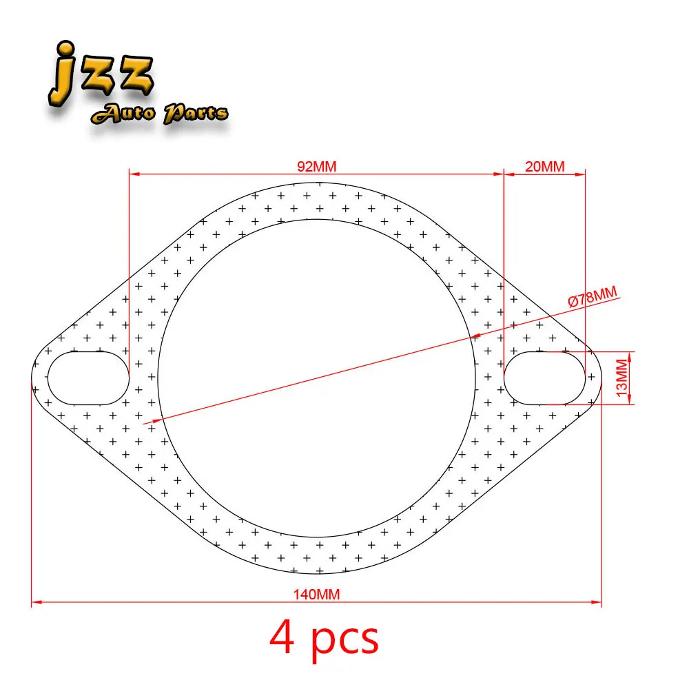 GS03-76 JZZ 4 шт. Универсальный подходит для 2 ''/2,3''/2,5 ''/3'' фланец выхлопной трубы из нержавеющей стали прокладка вниз прокладка трубы - Цвет: GS03-76