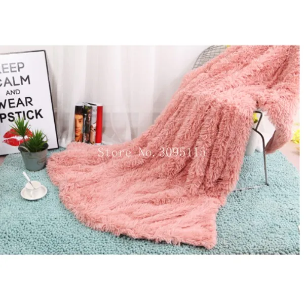 Dirty Pink Бургундское мохнатое одеяло из искусственного меха для дивана, мягкое плюшевое одеяло для детей, украшение для спальни 6" x80" дюймов - Цвет: Dirty Pink