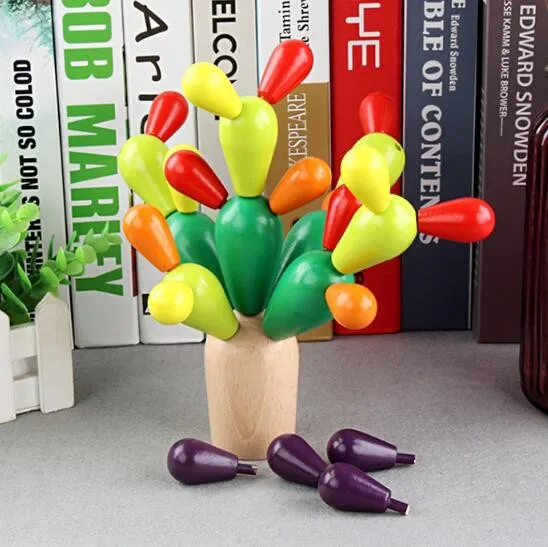 Wooden blocks children's piled baby hands-on stitching cactus fairy ball puzzle multi-function split assembling toys | Игрушки и