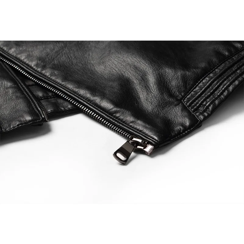 Мужская мотоциклетная куртка Enjeolon черная из искусственной кожи на молнии с