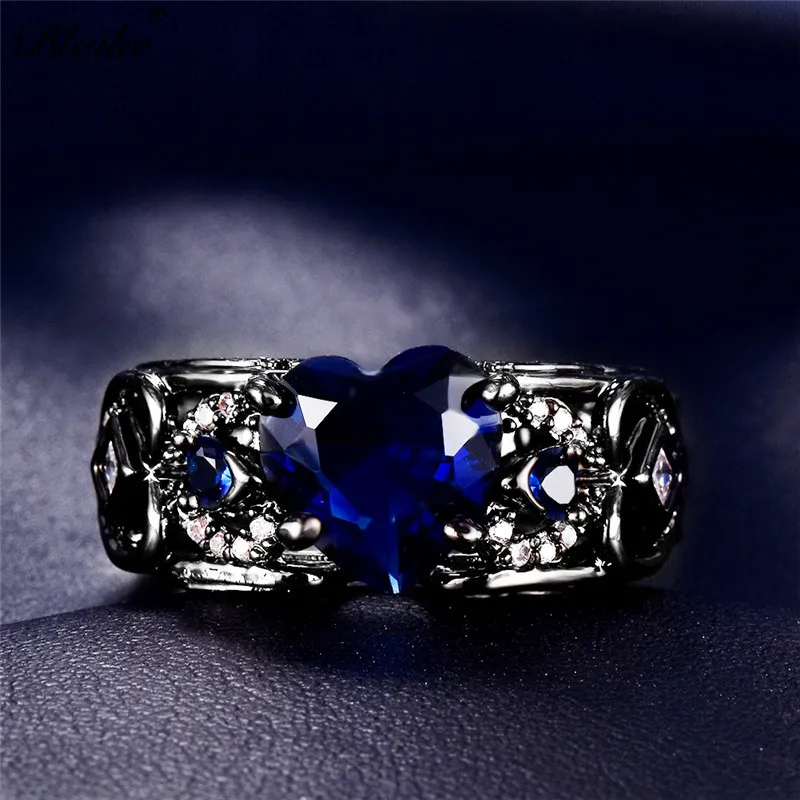 Кольцо для женщин и мужчин Blaike в форме крыльев Ангела сердца с синим цирконием