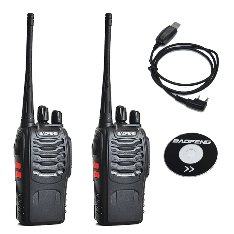 2 шт. Walkie Talkie Радио BaoFeng BF-888S 5 Вт Портативный Любительское радио 2 рации baofeng 888 рация для охоты радиостанция Рация - Цвет: 888S-Cable