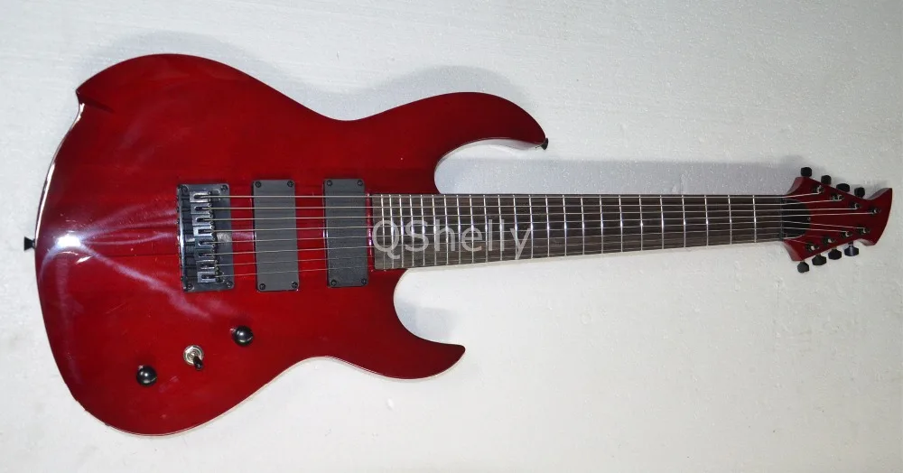 Высшее качество QShelly под заказ красный 8 струн шея через черный джаз пикап 24 лада