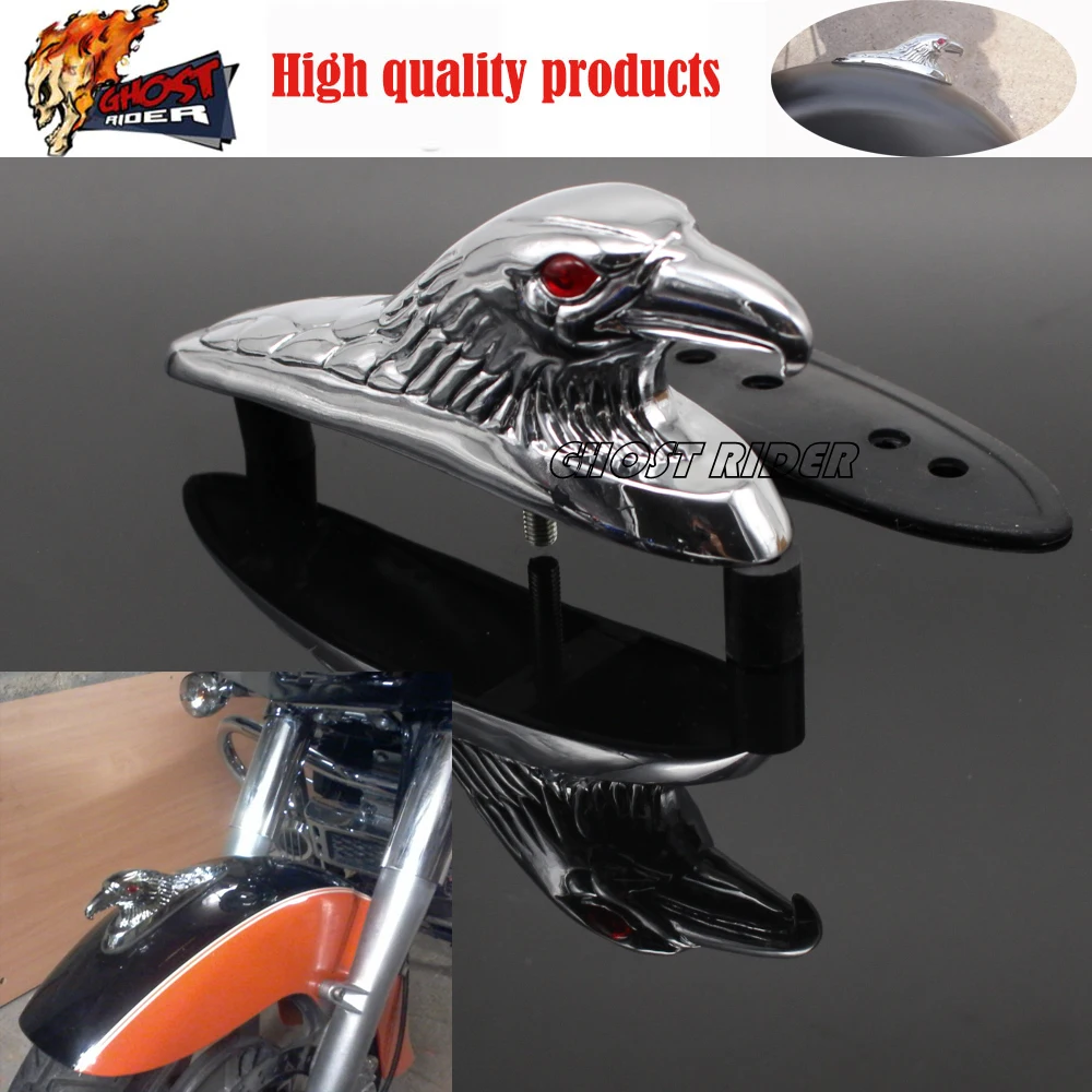 Chrome головы орла украшение статуя для мотоциклов Мотоцикл ATV переднее крыло Рамы и