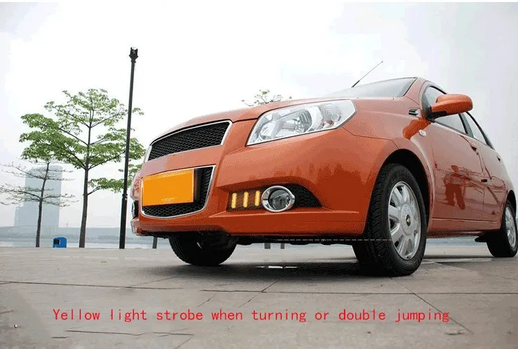 EOsuns led drl Дневной ходовой светильник для Chevrolet Aveo 2008-2010 с динамическим движущимся желтым поворотником и синим ночным светильник