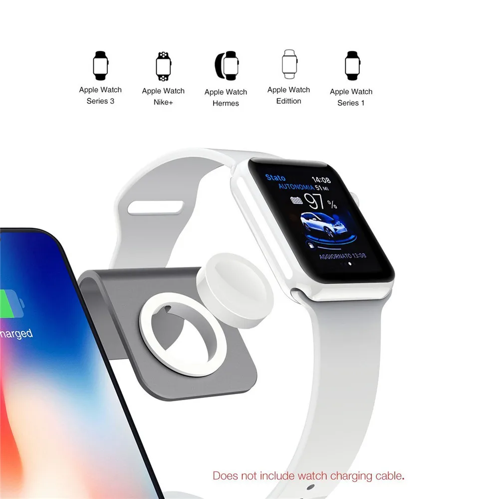 3 в 1 алюминиевая Беспроводная зарядка Подставка для Apple Watch AirPods зарядная станция