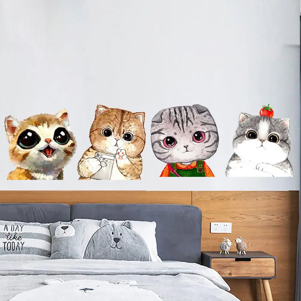 

Cute Cartoon Cat Removable Wall Stickers For Kids Room Cabinet Refrigerator Wall Decoration Stickers Home Living Room Decal