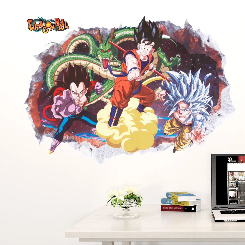 Dragon Ball Z Гоку 3D c книги по искусству Ун дети аниме стены виниловые наклейки, переводной рисунок Декор росписи Плакат своими руками подарок