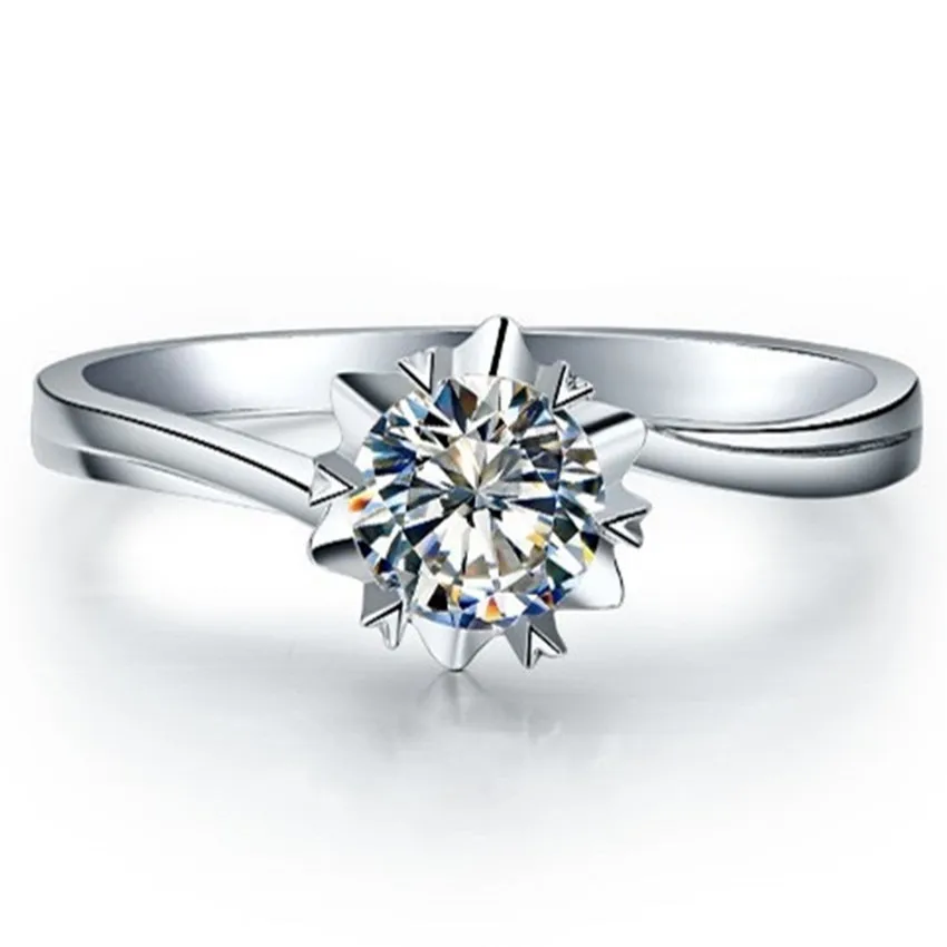 

Твердых платины PT950 кольцо прекрасный Стиль с принтом снежинки; 0.5CT бриллиант обручальное кольцо Обручение кольцо ювелирные изделия для нев...