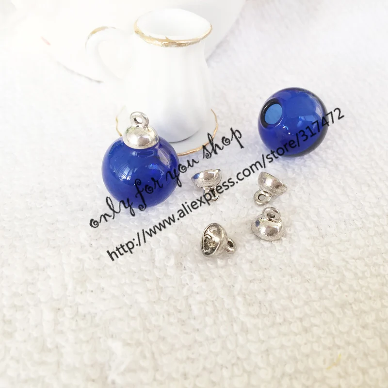 30 компл./лот 16*4 мм синий стеклянный пузырь и 6 колпачок набор стеклянная бутылка DIY