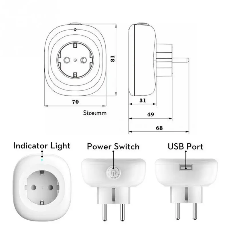 Новый Smart сроки дистанционного WI FI ЕС Электророзетка с USB Порты и разъёмы Выход