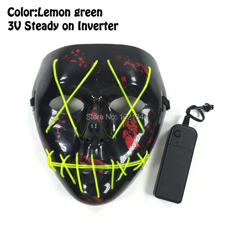 Лидер продаж EL провода маска неоновый светильник вверх для лица страшные маски