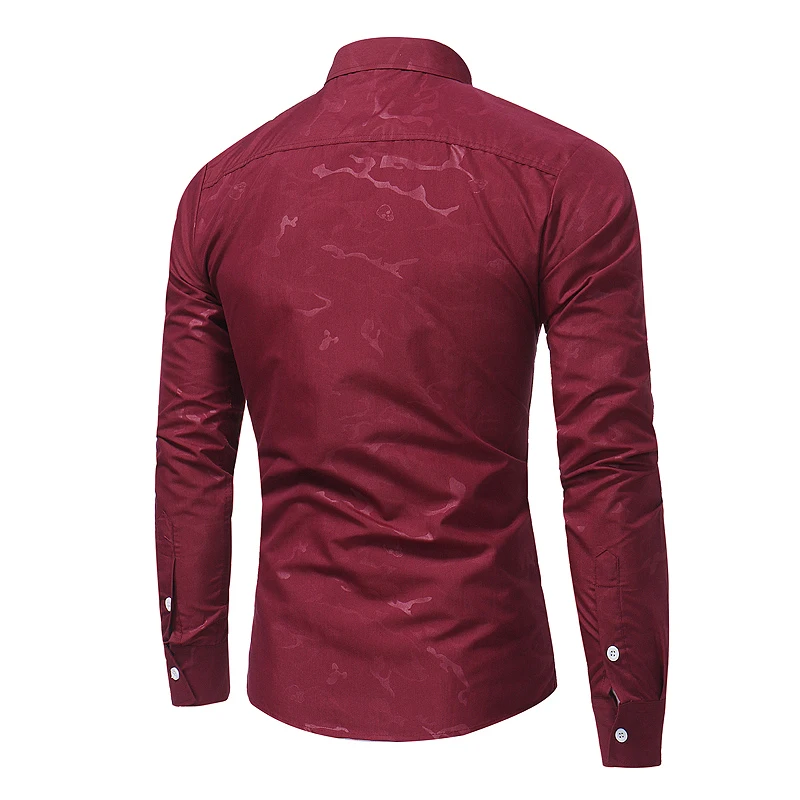 Мужские рубашки с длинным рукавом мужские повседневные облегающие модные