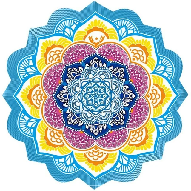 Пляжное полотенце из микрофибры с кисточками в стиле индийской мандалы пляжное