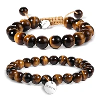 natural round beads stretch bracelet adjustable beaded bracelet couple distance bracelets unisex 2pcs bracelet set